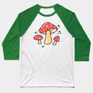 Red Mushrooms Baseball T-Shirt